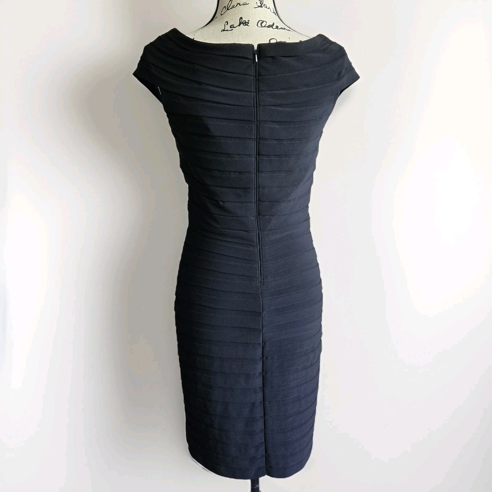 Tadashi Shoji Black Stretch Bandage Cocktail Party Dress Sz S‎ Sheath Gala Comfy - Picture 7 of 14